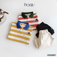Áo thun áo polo tay ngắn họa tiết kẻ ngang sắc màu Ok cho bé trai size 9kg đến 25kg BERNIE H0226B37A