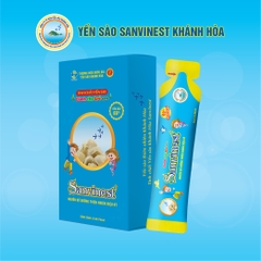 Tinh chất Yến sào Khánh Hòa Sanvinest cho trẻ em Hộp 10 túi 25ml tiện lợi và dễ sử dụng.