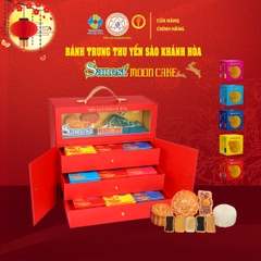 Hộp quà tặng cao cấp 09 Bánh Trung Thu Yến Sào Khánh Hòa Sanest Mooncake 2025 - 90g/Bánh