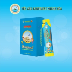 Tinh chất Yến sào Khánh Hòa Sanvinest cho trẻ em Hộp 10 túi 20ml tiện lợi và dễ sử dụng.