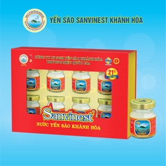Nước Yến sào Sanvinest Khánh Hòa lọ 70ml, 21% Yến sào, có đường. Hộp Quà tặng 08 lọ - S101H8QT