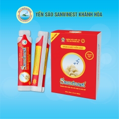 Tinh chất Yến sào Khánh Hòa Sanvinest Không đường. Hộp 20 túi 20ml tiện lợi, dùng ngay, hấp thụ tối đa dưỡng chất.