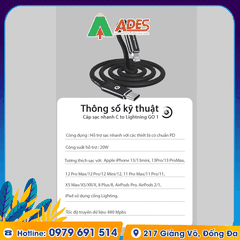 Dây Cáp sạc nhanh Velasboost C to Lightning GO 1