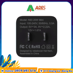 Củ sạc nhanh Velasboost N93 20W - Mini
