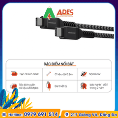 Dây Cáp Type C to Lightning Super Durable SD1 chuẩn MFi