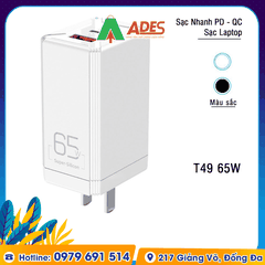 Củ sạc nhanh mini 3 cổng Rockspace T49 65W