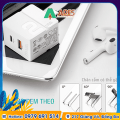 Củ sạc mini 2 cổng sạc nhanh Rockspace Sugar