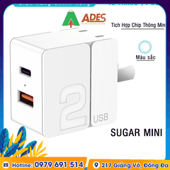 Củ sạc mini 2 cổng sạc nhanh Rockspace Sugar