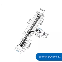 Chốt Khóa Cửa Inox 304 Dài 6 inch, 8 inch, 10 inch, 12 inch, 14 inch, 16 inch, 18 inch, 20 inch