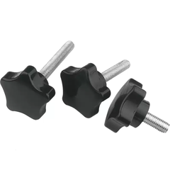 Núm Vặn Hình Sao 5 Cánh Bakelite M6/M8, Thân Ren Inox 304