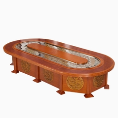 Bàn ăn điện hình bầu dục sang trọng với băng tải tự động xoay hình chữ nhật  mẫu BA02