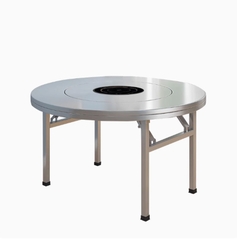 Bàn ăn inox gắn bàn xoay 360 độ chân có thể gấp gọn