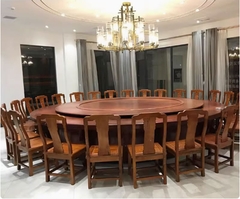 Bàn ăn khách sạn mặt xoay tròn bằng điện tự động chất liệu gỗ nguyên khối BA04