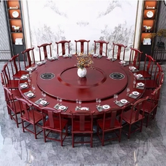 Bàn ăn lớn cho nhà hàng khách sạn mâm xoay 360 độ có điều chỉnh tốc độ với chất liệu gỗ tự nhiên BA09