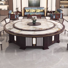 Bàn ăn xoay điện mặt xoay 360 độ có thể đảo chiều xuôi ngược với gỗ nguyên khối BA05