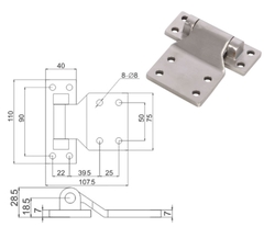 Bản lề phẳng cửa kho lạnh 1800 – inox, bản lề tủ hấp, lò nướng, máy sấy công nghiệp