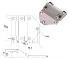 Bản lề phẳng cửa kho lạnh 1800 – inox, bản lề tủ hấp, lò nướng, máy sấy công nghiệp