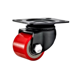 Bánh xe PU lõi thép trọng tâm thấp 2/3 inch – xoay 360°, tải nặng, chống mài mòn, chạy êm, hai vòng bi, bản rộng”