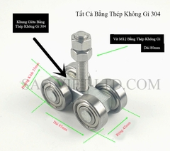 Bi Treo Cửa Lùa Chịu Tải Trọng Cao Bằng Inox 304 Chống Gỉ