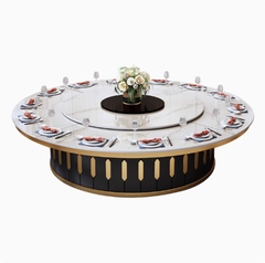 Bộ bàn ăn mặt đá gắn mâm xoay điện tự động có thể điều chỉnh hai chiều và tốc độ mẫu BA11