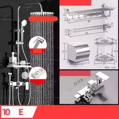 Bộ cây sen tắm Inox Lõi Đồng kèm phụ kiện giá treo khăn tắm cao cấp E10