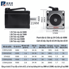 Bộ Kit Động Cơ Bước Pfide 57 Mô-men Xoắn Cao 1.2N/1.8N/2.3/2.8N/3.6N