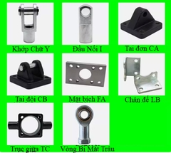 Bộ phụ kiện lắp đặt xilanh MOB | Mặt bích FA, đế gắn LB, tai đôi CB, khớp CA, giá đỡ TC