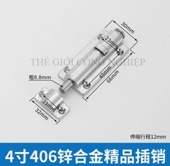 Chốt cửa nút nhấn tự động bật, hợp kim kẽm – loại 3 inch, 4 inch, khóa chống trộm, chốt lò xo inox 304