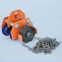 Con trượt chạy dầm I, H tải trọng 0,5, 1, 2, 3, 5, 10 tấn có xích kéo