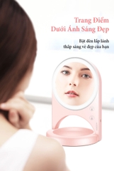 Gương trang điểm mini kèm 3 màu ánh sáng LED mô phỏng ánh sáng tự nhiên