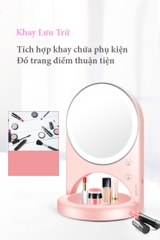 Gương trang điểm mini kèm 3 màu ánh sáng LED mô phỏng ánh sáng tự nhiên