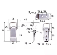 Khóa kẹp bật gài góc 90 độ Dài 60 , 75, 90