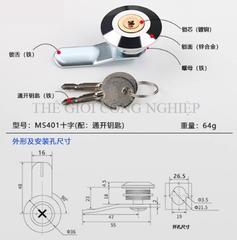Khóa trụ MS401/MS403 – Khóa cam cho tủ điện, tủ điều khiển, tủ mạng.