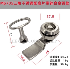 Khóa tủ điện MS705 / MS406 | Khóa tam giác – khóa một rãnh inox, khóa tủ rác, tủ điện, tủ đèn quảng cáo