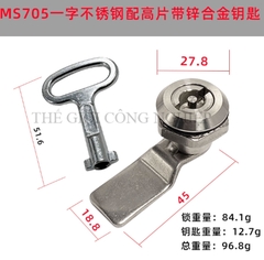 Khóa tủ điện MS705 / MS406 | Khóa tam giác – khóa một rãnh inox, khóa tủ rác, tủ điện, tủ đèn quảng cáo