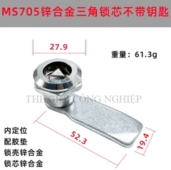 Khóa tủ điện MS705 / MS406 | Khóa tam giác – khóa một rãnh inox, khóa tủ rác, tủ điện, tủ đèn quảng cáo