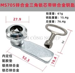 Khóa tủ điện MS705 / MS406 | Khóa tam giác – khóa một rãnh inox, khóa tủ rác, tủ điện, tủ đèn quảng cáo