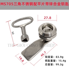 Khóa tủ điện MS705 / MS406 | Khóa tam giác – khóa một rãnh inox, khóa tủ rác, tủ điện, tủ đèn quảng cáo
