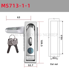 Khóa tủ điện MS712-1 / MS713 | Khóa phẳng ngoài trời, khóa tủ phân phối, khóa trạm sạc