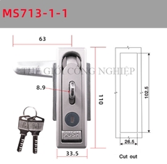 Khóa tủ điện MS712-1 / MS713 | Khóa phẳng ngoài trời, khóa tủ phân phối, khóa trạm sạc