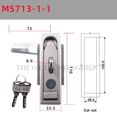 Khóa tủ điện MS712-1 / MS713 | Khóa phẳng ngoài trời, khóa tủ phân phối, khóa trạm sạc