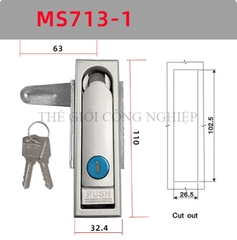 Khóa tủ điện MS712-1 / MS713 | Khóa phẳng ngoài trời, khóa tủ phân phối, khóa trạm sạc