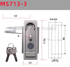 Khóa tủ điện MS712-1 / MS713 | Khóa phẳng ngoài trời, khóa tủ phân phối, khóa trạm sạc