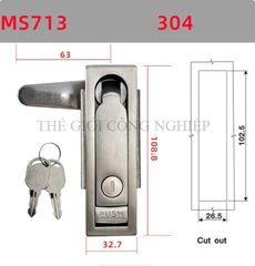 Khóa tủ điện MS712-1 / MS713 | Khóa phẳng ngoài trời, khóa tủ phân phối, khóa trạm sạc