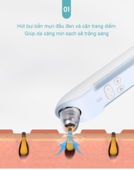 Máy hút mụn KD803S sạc không dây, kết hợp đầu gia nhiệt lạnh giúp làm sạch trị mụn chống viêm nhờn da