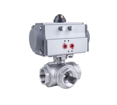Van bi 3 chiều khí nén Q614F inox 304 size DN15 DN20 DN25 DN32 DN40 DN50