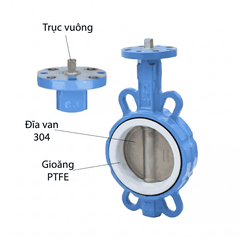 Van Bướm Khí Nén Không Đầu Trục Vuông DN50/65/80/100/125/150/200