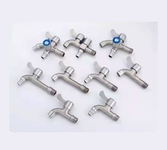 Vòi nước inox 304 -vòi hổ tay gạt xả nhanh dùng cho máy giặt tăng áp nhanh đầu vào phi 21mm