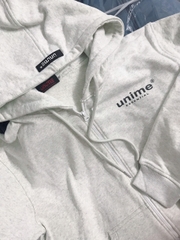 ÁO KHOÁC NAM/NỮ HOODIE ZIP UNIME BASIC ESSENTIAL - XÁM TRẮNG