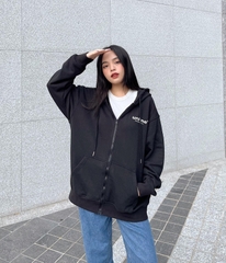 ÁO KHOÁC NAM/NỮ HOODIE ZIP UNIME BASIC ESSENTIAL - ĐEN